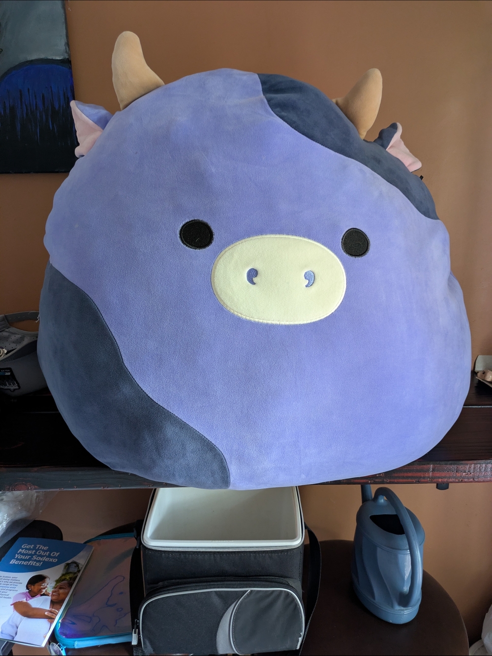 Squishmellow 24" Plush Cow Pillow - Lavender & Navy Soft Toy